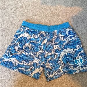 Blue Wave Pattern Kids Shorts